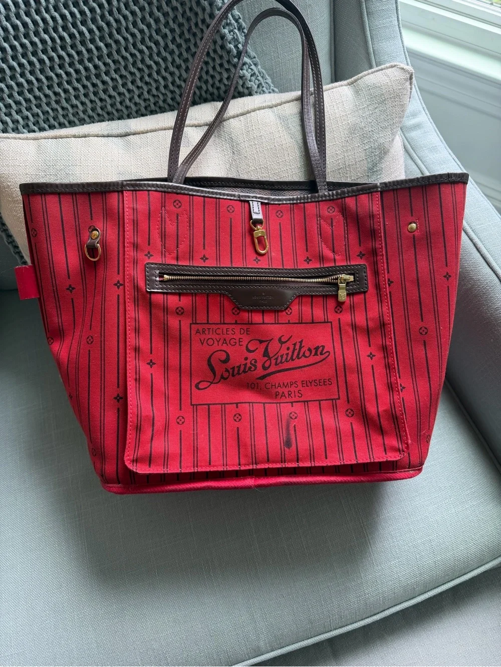 Louis Vuitton Neverfull MM (Damier Ebene with red interior) - Picture 8 of 10
